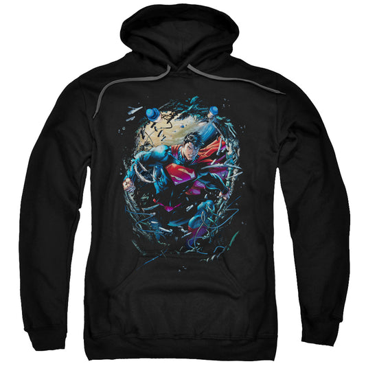 Superman Breaking Space Mens Hoodie Black