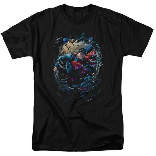 Superman Breaking Space Mens T Shirt Black 