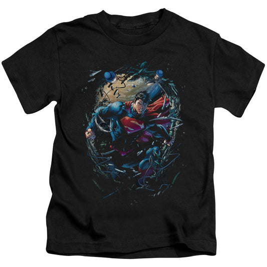 Superman Breaking Space Juvenile Kids Youth T Shirt Black