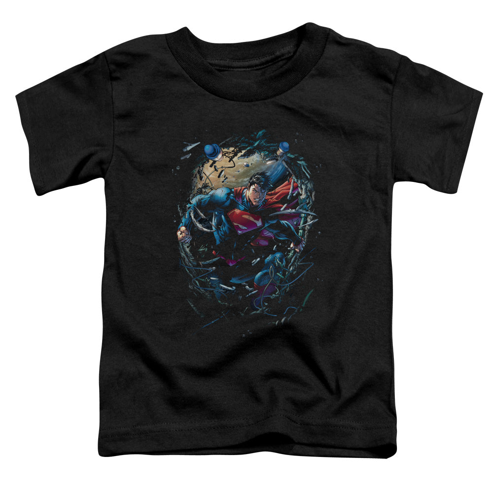 Superman Breaking Space Toddler Kids Youth T Shirt Black