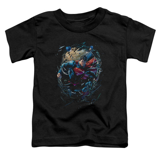 Superman Breaking Space Toddler Kids Youth T Shirt Black