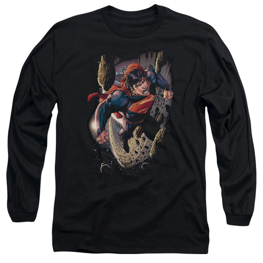 Superman Orbit Mens Long Sleeve Shirt Black