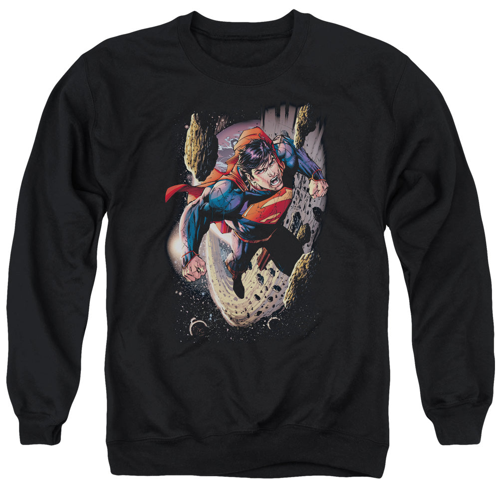 Superman Orbit Mens Crewneck Sweatshirt Black