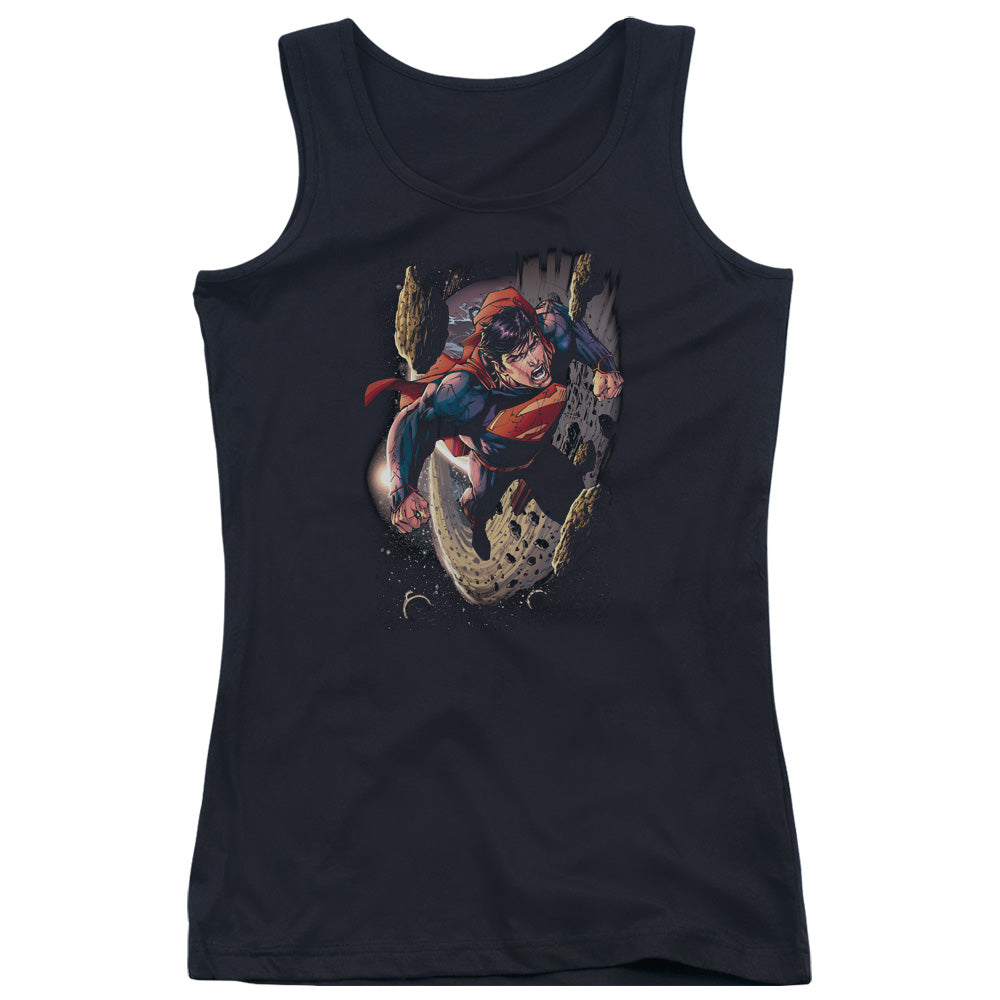 Superman Orbit Womens Tank Top Shirt Black