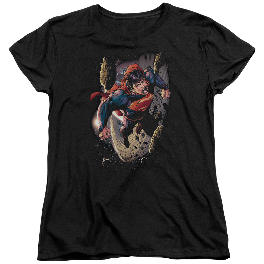 Superman Orbit Womens T Shirt Black