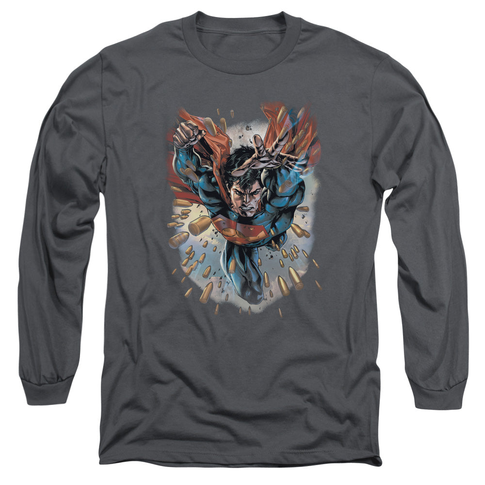 Superman Within My Grasp Mens Long Sleeve Shirt Charcoal