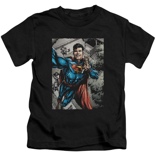 Superman Super Selfie Juvenile Kids Youth T Shirt Black