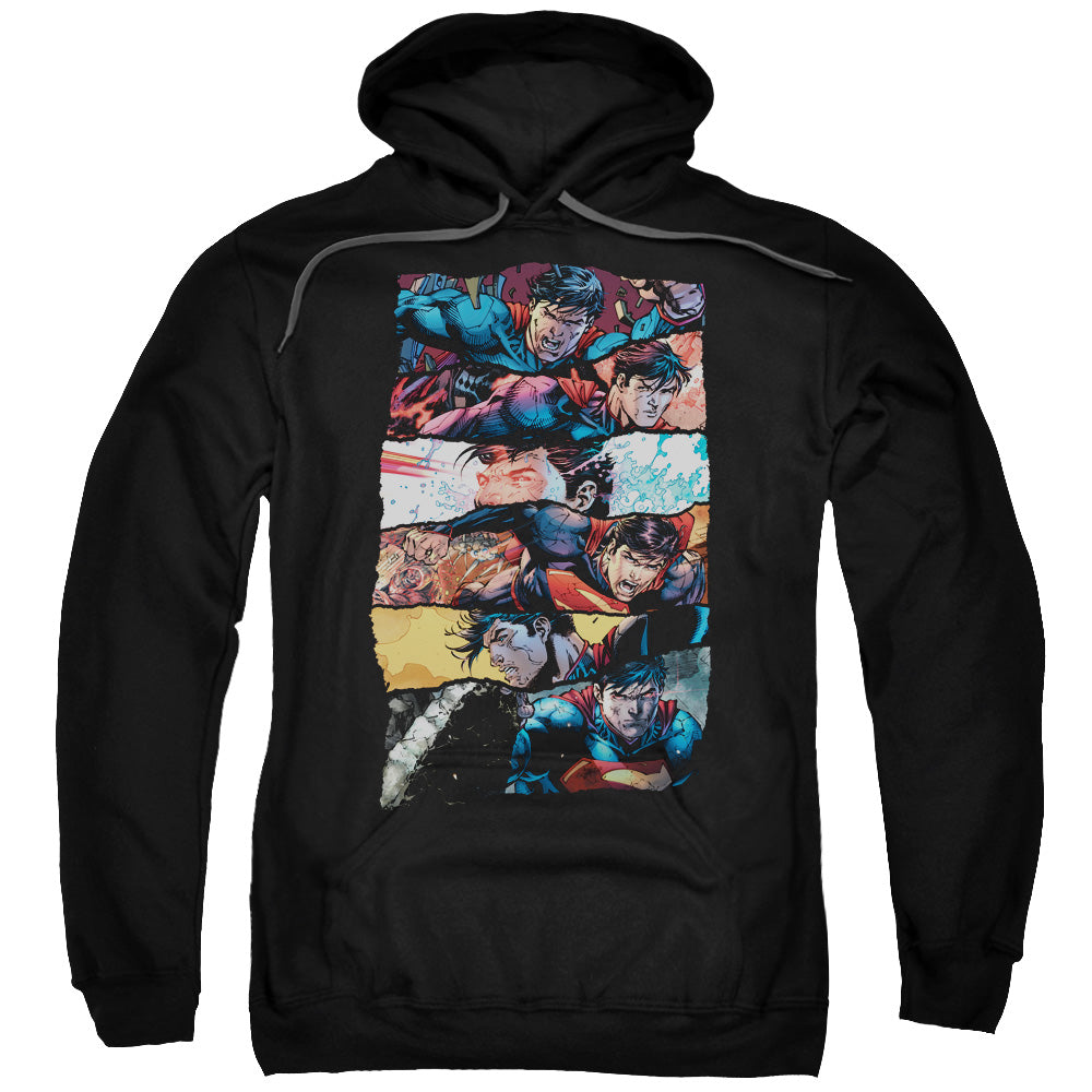 Superman Torn Collage Mens Hoodie Black