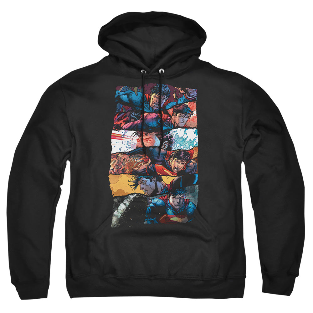 Superman Torn Collage Mens Hoodie Black