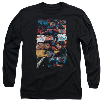 Superman Torn Collage Mens Long Sleeve Shirt Black