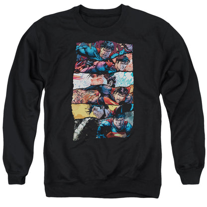 Superman Torn Collage Mens Crewneck Sweatshirt Black