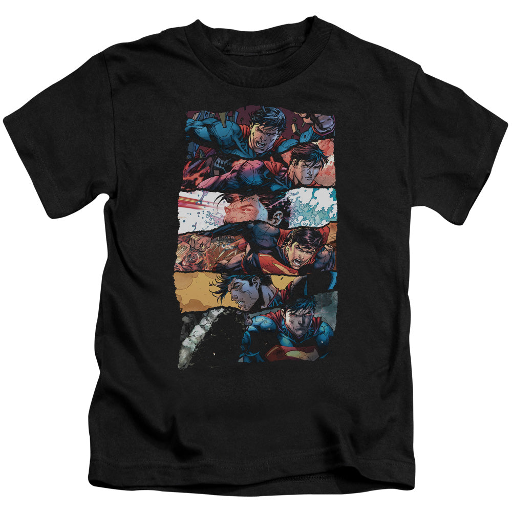 Superman Torn Collage Juvenile Kids Youth T Shirt Black