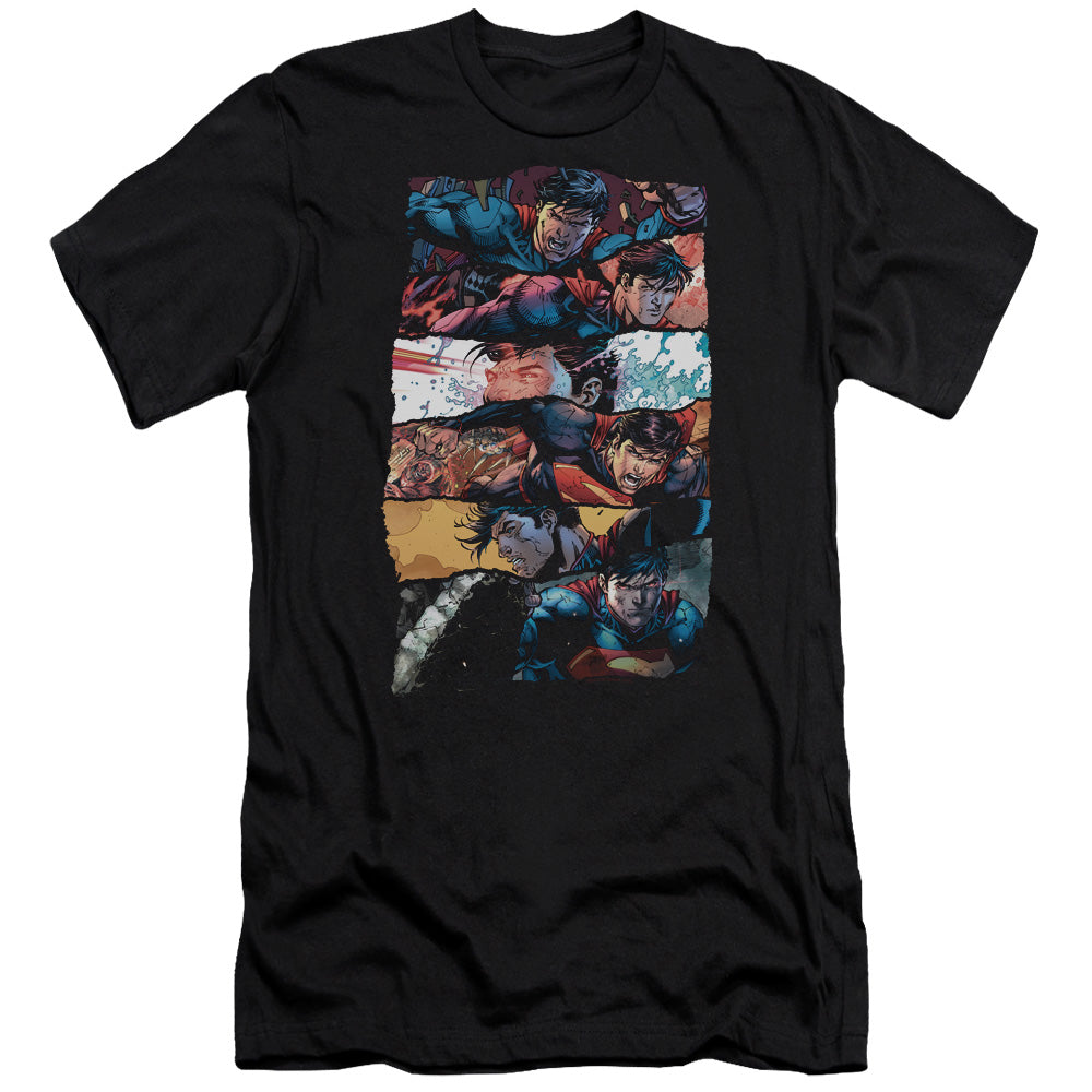 Superman Torn Collage Premium Bella Canvas Slim Fit Mens T Shirt Black