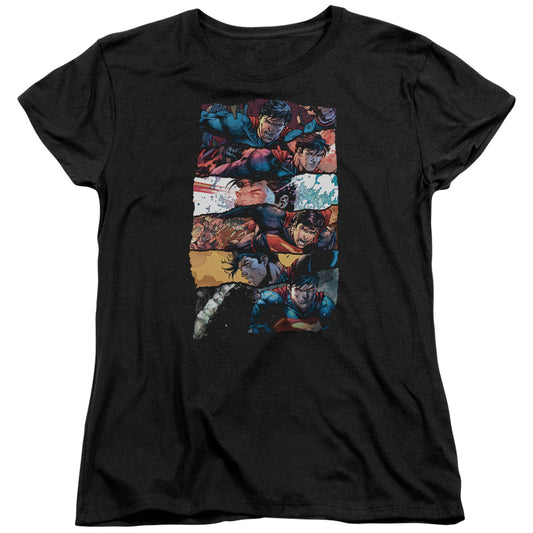 Superman Torn Collage Womens T Shirt Black