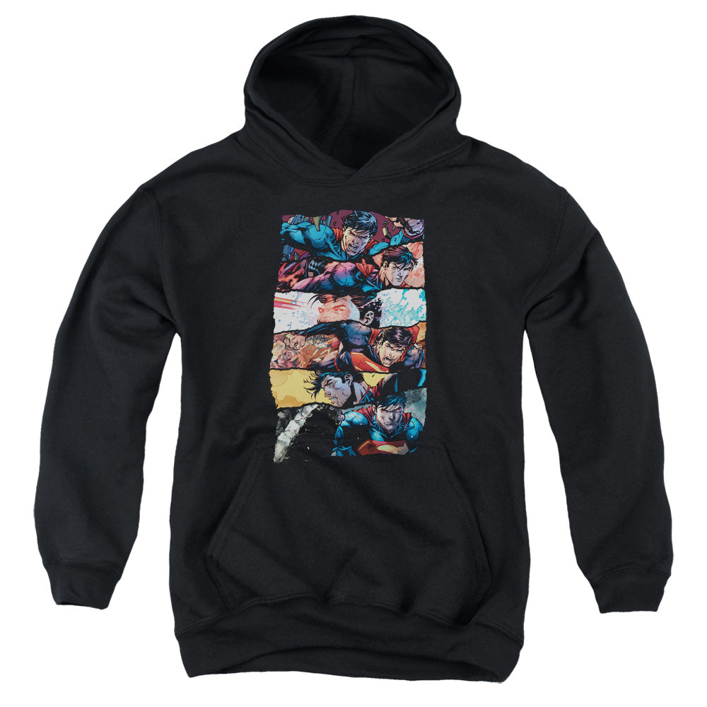 Superman Torn Collage Kids Youth Hoodie Black