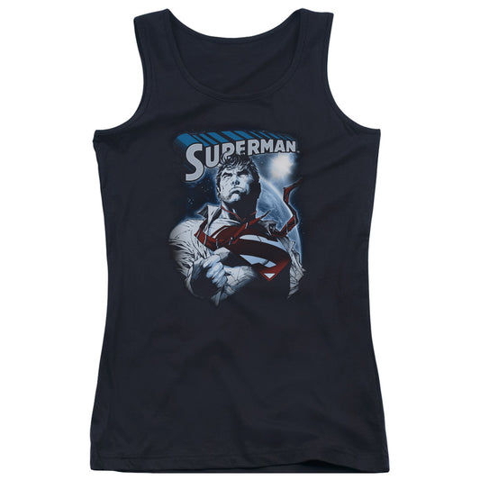 Superman Protect Earth Womens Tank Top Shirt Black