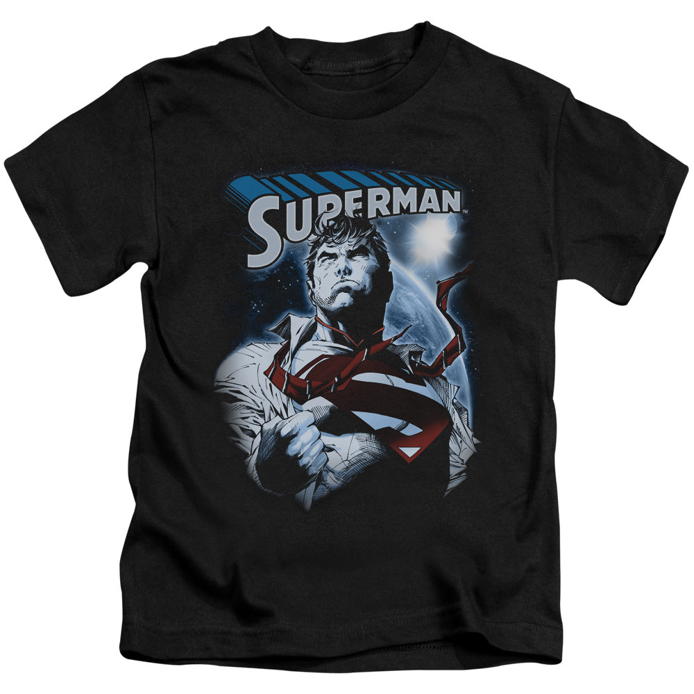 Superman Protect Earth Juvenile Kids Youth T Shirt Black