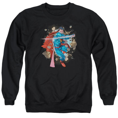 Superman Rock Breaker Mens Crewneck Sweatshirt Black