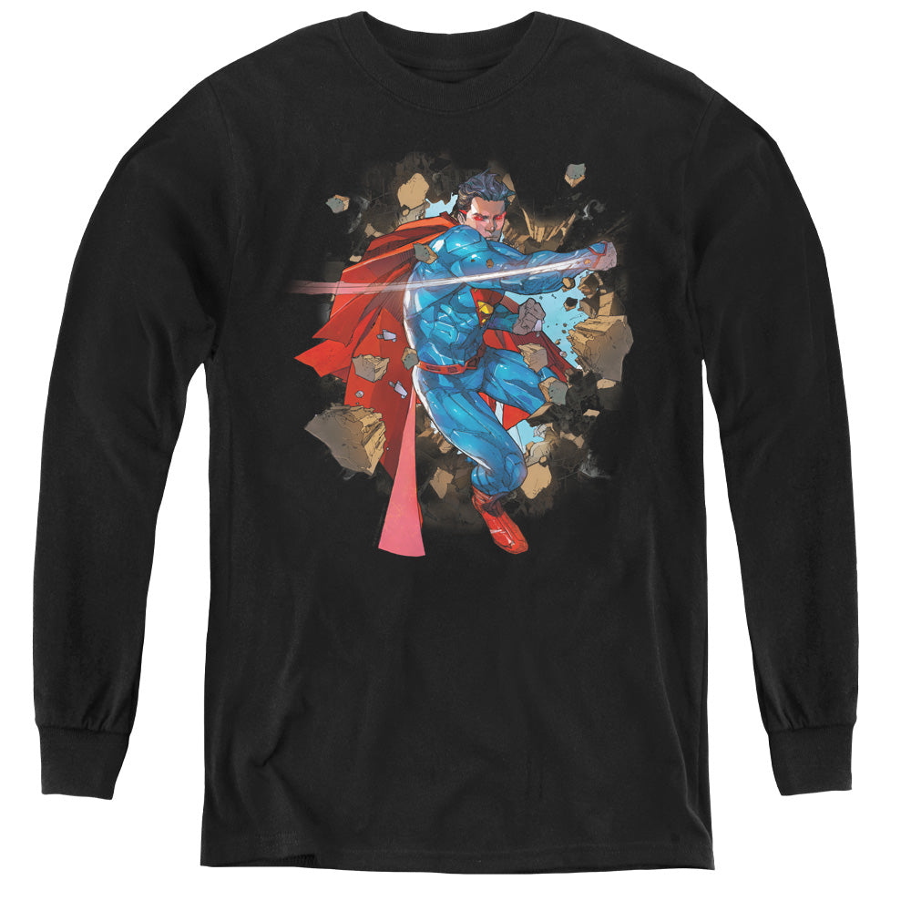 Superman Rock Breaker Long Sleeve Kids Youth T Shirt Black