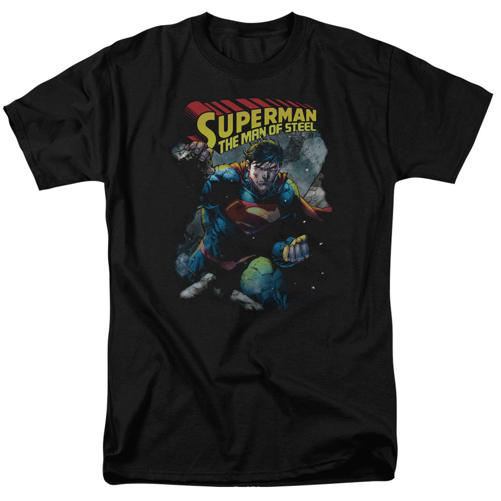 Superman Through The Rubble Mens T Shirt Black