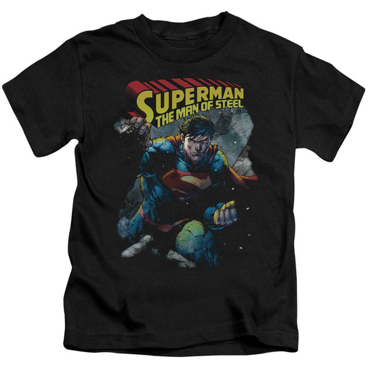 Superman Through The Rubble Juvenile Kids Youth T Shirt Black