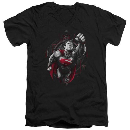 Superman Propaganda Superman Mens Slim Fit V Neck T Shirt Black