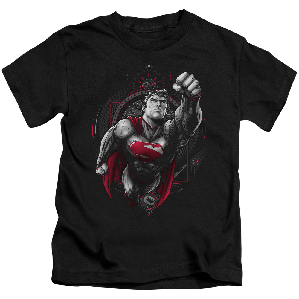 Superman Propaganda Superman Juvenile Kids Youth T Shirt Black