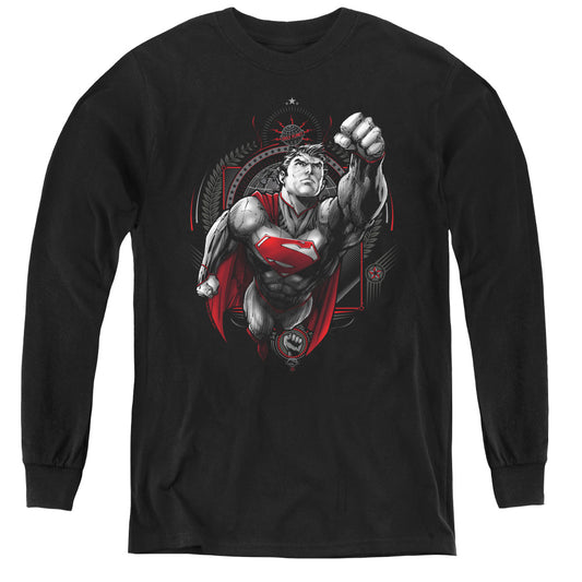 Superman Propaganda Superman Long Sleeve Kids Youth T Shirt Black