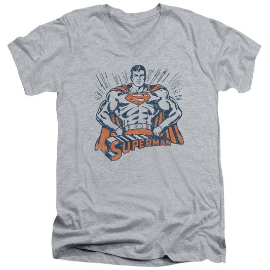 Superman Vintage Stance Mens Slim Fit V Neck T Shirt Athletic Heather