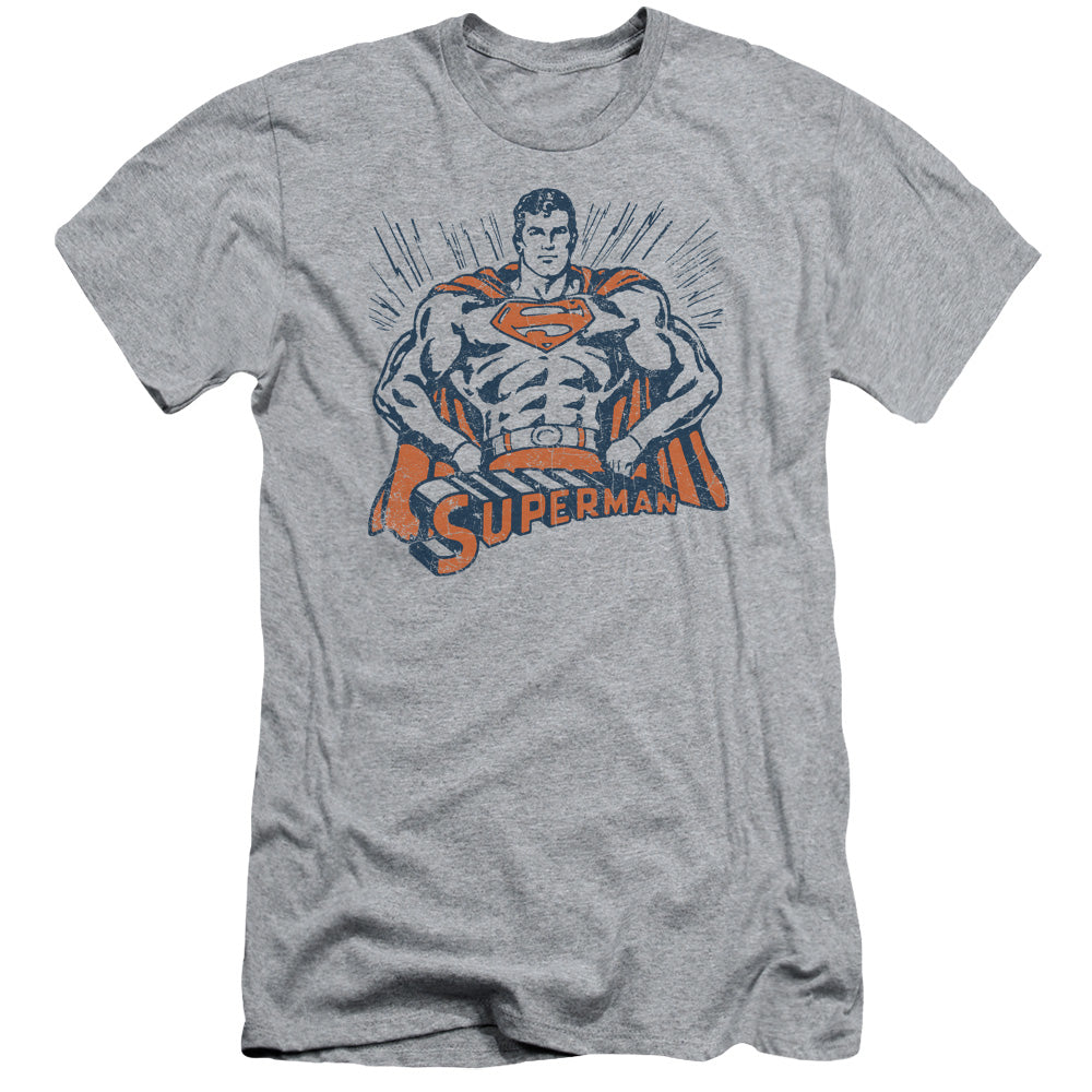 Superman Vintage Stance Slim Fit Mens T Shirt Athletic Heather