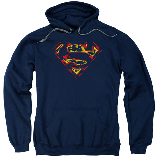 Superman Super Distressed Mens Hoodie Navy