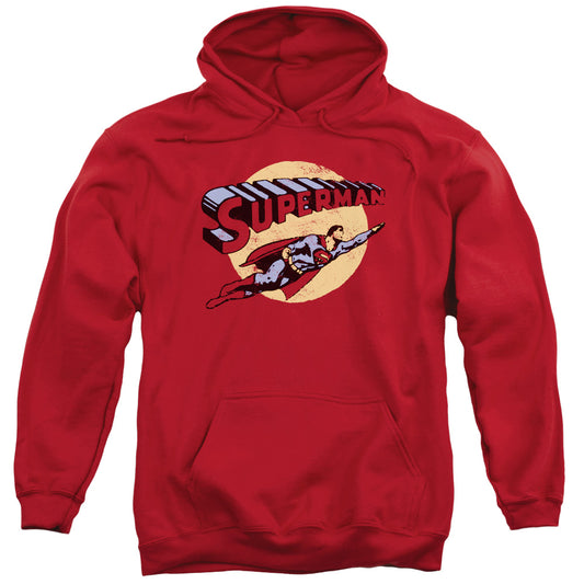 Superman Fly By Mens Hoodie Red