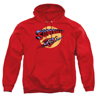 Superman Fly By Mens Hoodie Red