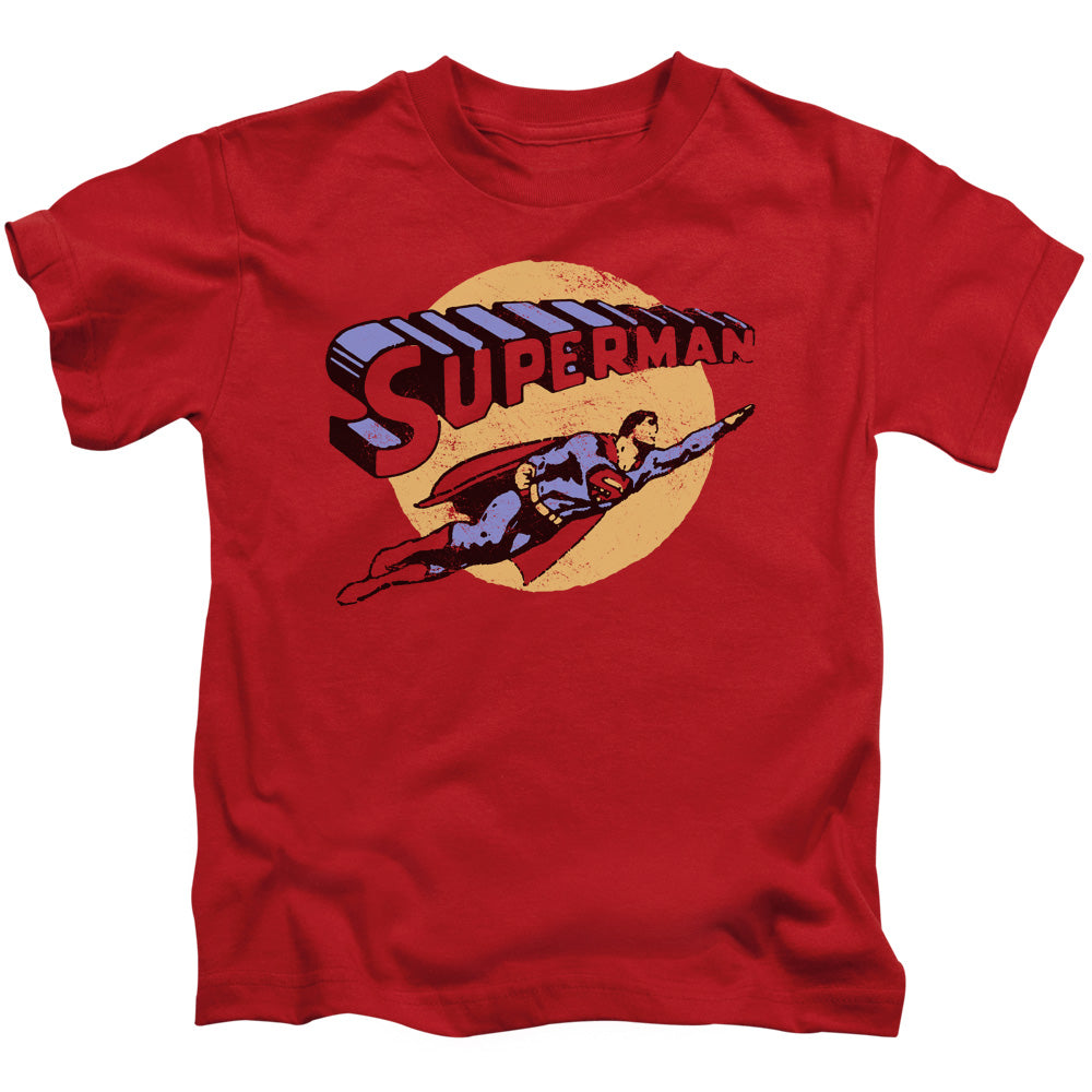 Superman Fly By Juvenile Kids Youth T Shirt Red