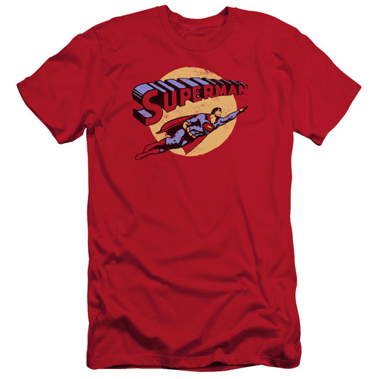 Superman Fly By Slim Fit Mens T Shirt Red