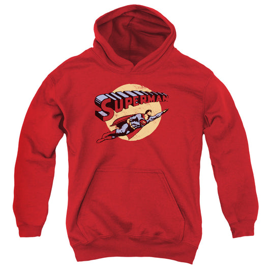 Superman Fly By Kids Youth Hoodie Red