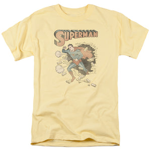 Superman Vintage Breakthrough Mens T Shirt Yellow