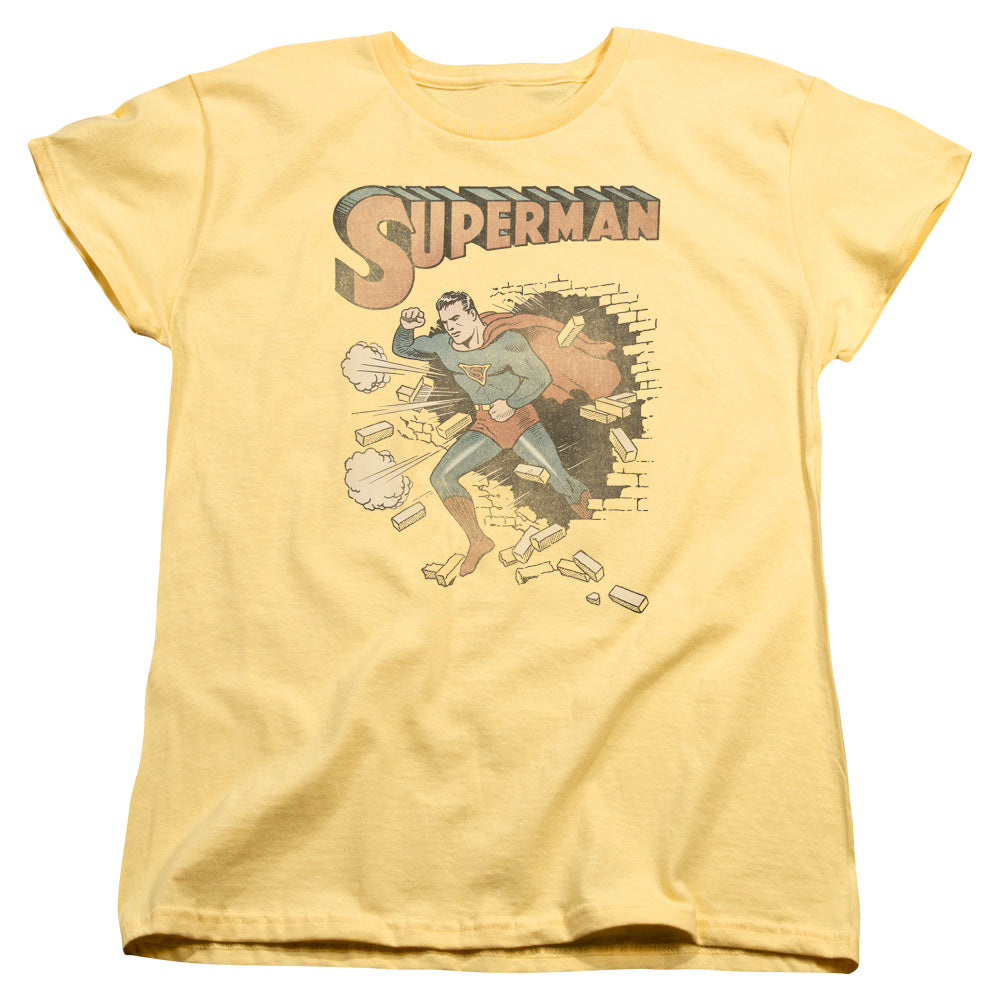 Superman Vintage Breakthrough Womens T Shirt Banana