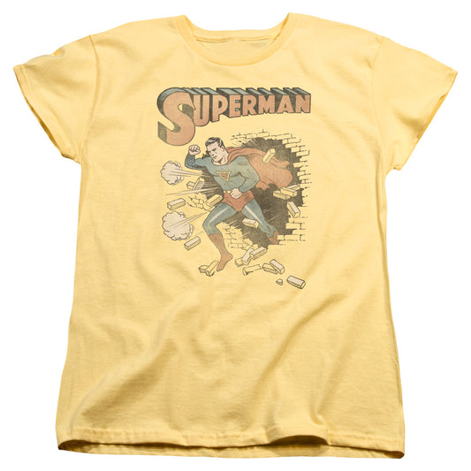 Superman Vintage Breakthrough Womens T Shirt Banana