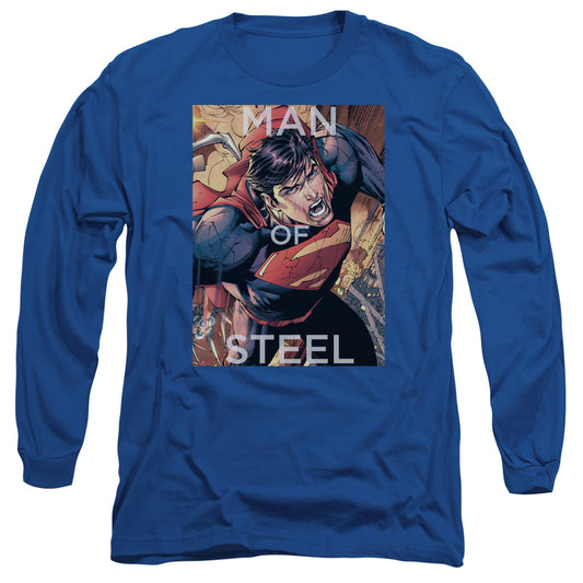 Superman Flight Of Steel Mens Long Sleeve Shirt Royal Blue