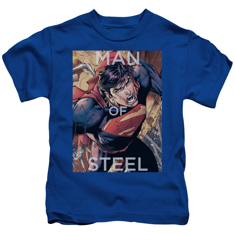 Superman Flight Of Steel Juvenile Kids Youth T Shirt Royal Blue