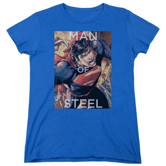 Superman Flight Of Steel Womens T Shirt Royal Blue