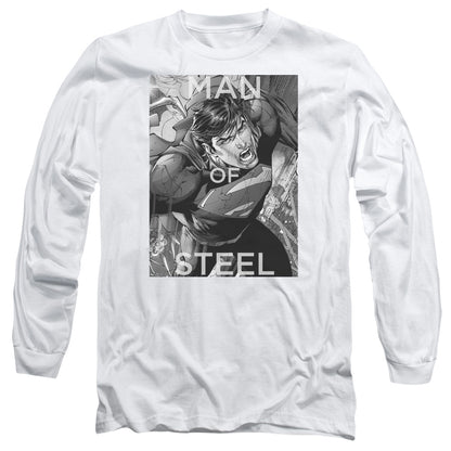 Superman Flight Of Steel Mens Long Sleeve Shirt White