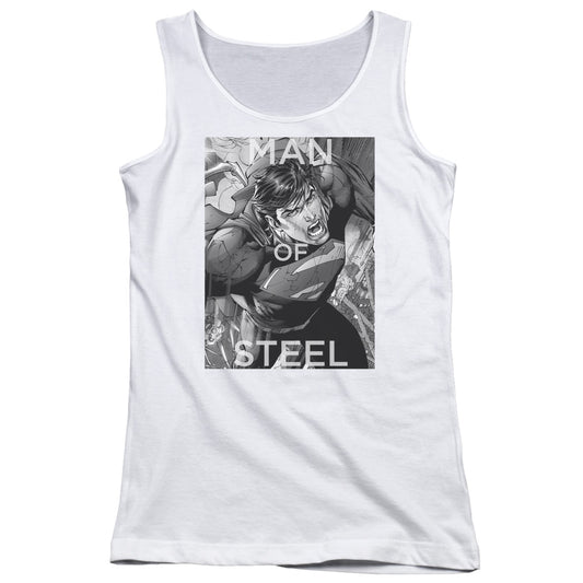 Superman Flight Of Steel Womens Tank Top Shirt White