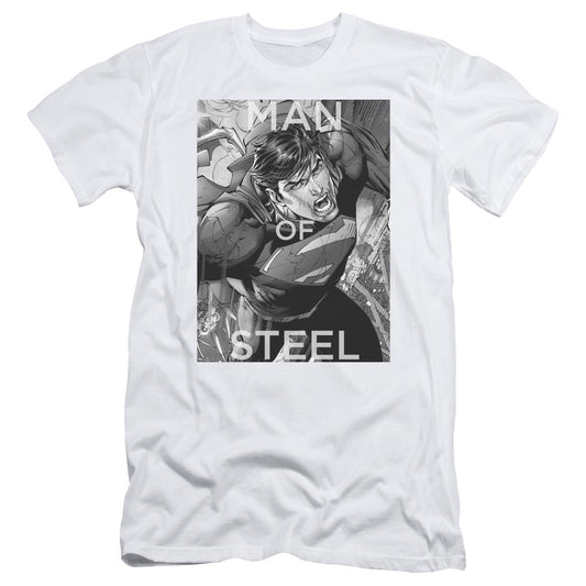 Superman Flight Of Steel Slim Fit Mens T Shirt White