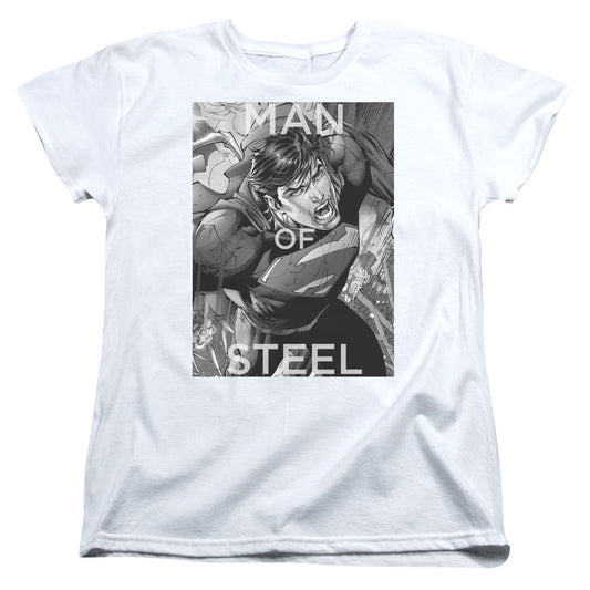 Superman Flight Of Steel Womens T Shirt White