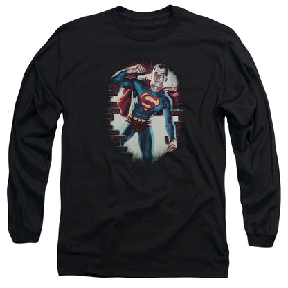 Superman Vintage Steel Mens Long Sleeve Shirt Black