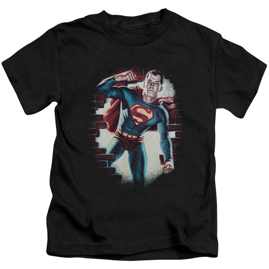 Superman Vintage Steel Juvenile Kids Youth T Shirt Black