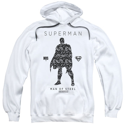 Superman Paisley Sihouette Mens Hoodie White