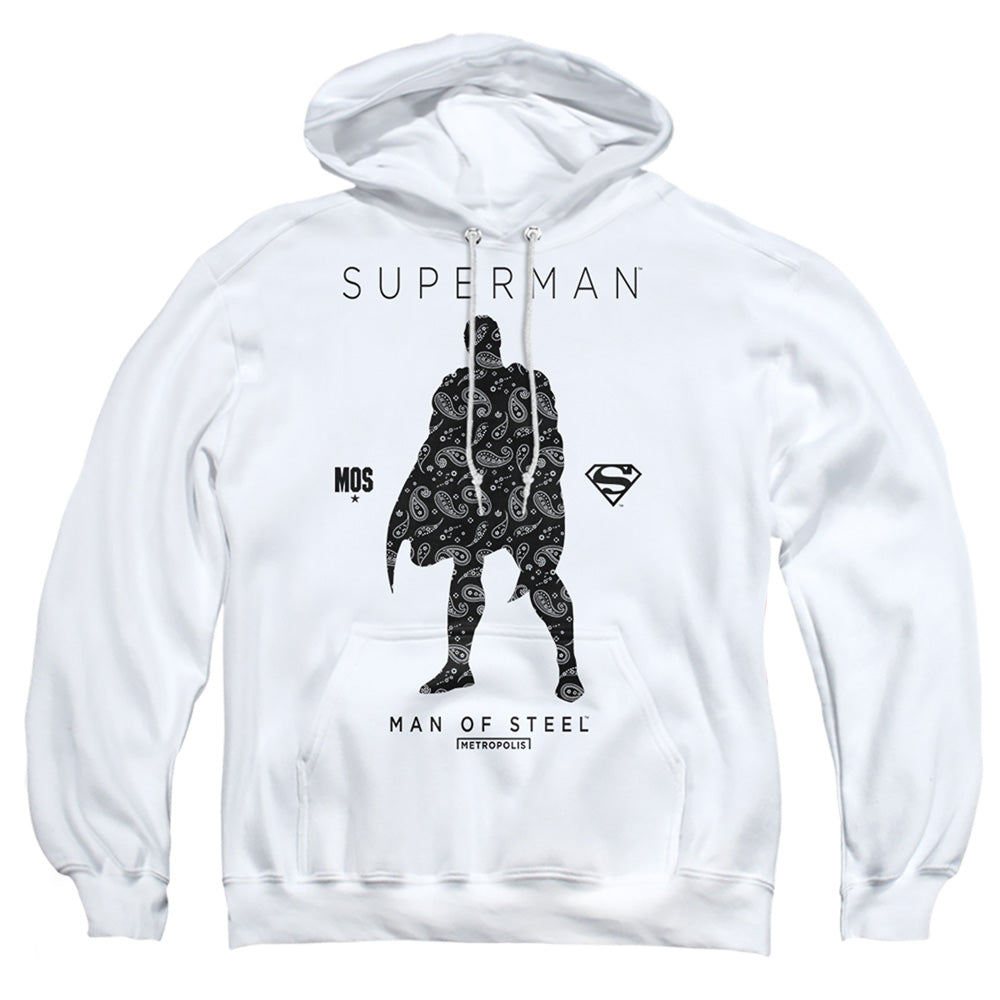 Superman Paisley Sihouette Mens Hoodie White